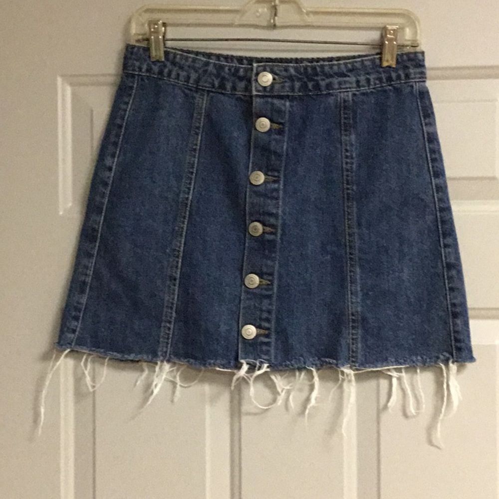 Aero DIYED Women’s High Rise Button-Up Jean Skirt Size 6